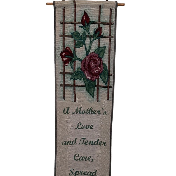 Vintage “A Mothers Love” Tapestry Bell Pull Roses Floral Made in the USA Decor - Picture 2 of 9